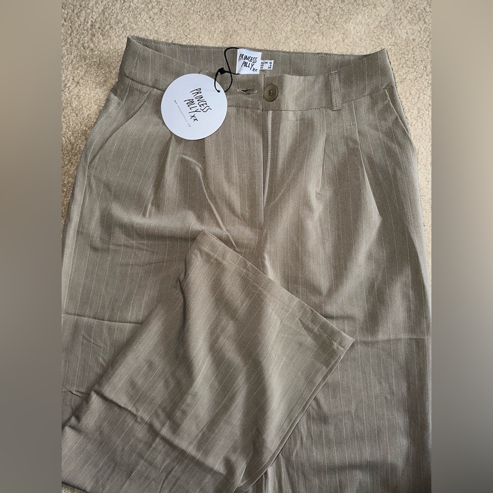 Tan Pinstripe Trousers